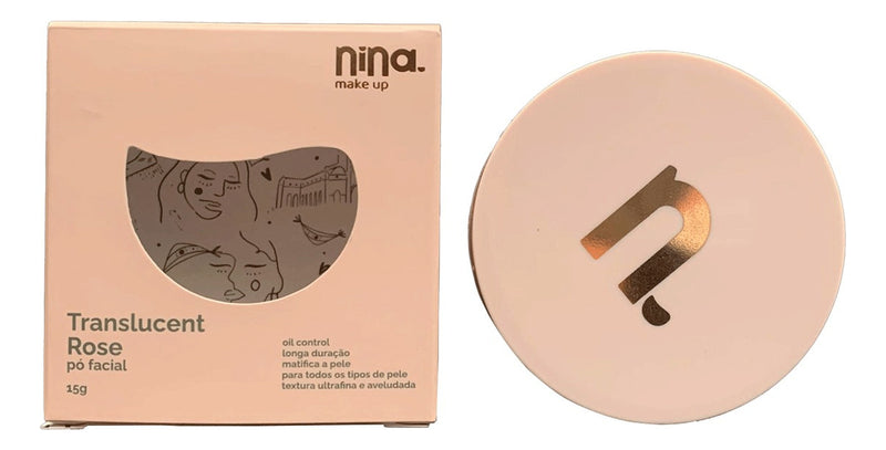 Base de maquiagem em pó solto Nina Make up Oil Control Pó Facial Translucent Rose tom rose - 15mL 15g