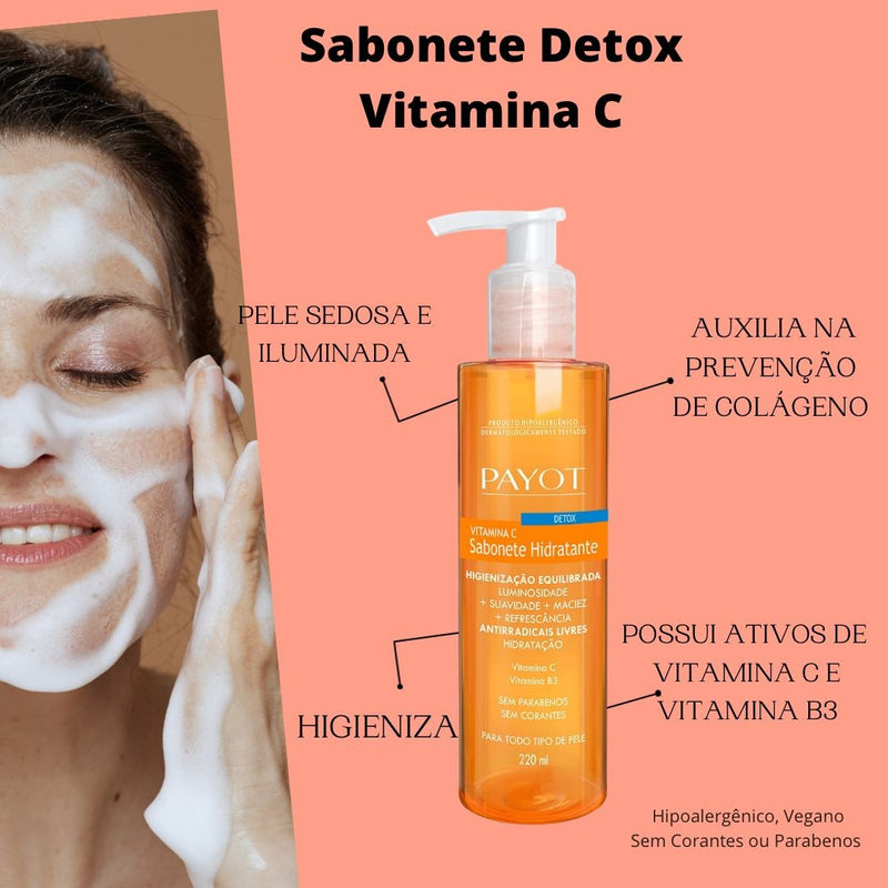 Sabonete Hidratante Facial Detox Vitamina C Payot 220ml+nf